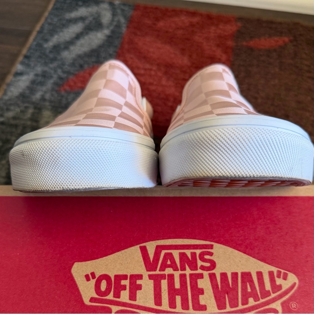 Vans Classic Slip-On Checkerboard Satin Light Pink Shoe - Picture 6 of 12